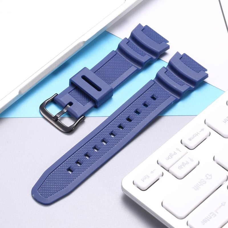MCXGL Natural Resin Replacement Watch Band Compatible with Casio W218H W-219H AE1200WH AE-1300WH W800H SGW-300H F-108WH Waterproof Rubber strap - Image 2